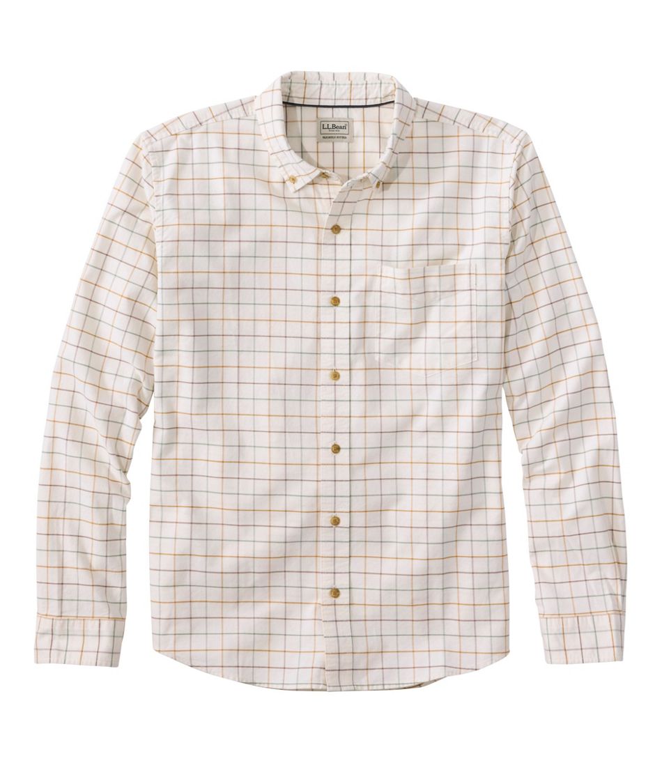 Men's Sunwashed Oxford Shirt, Slightly Fitted Untucked Fit, Plaid
