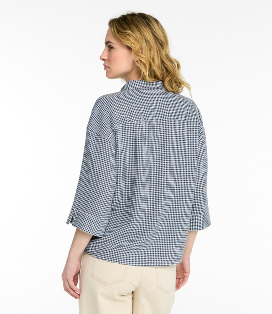 Women's Signature Linen-Blend Button-Front Shirt, Three-Quarter-Length Sleeve