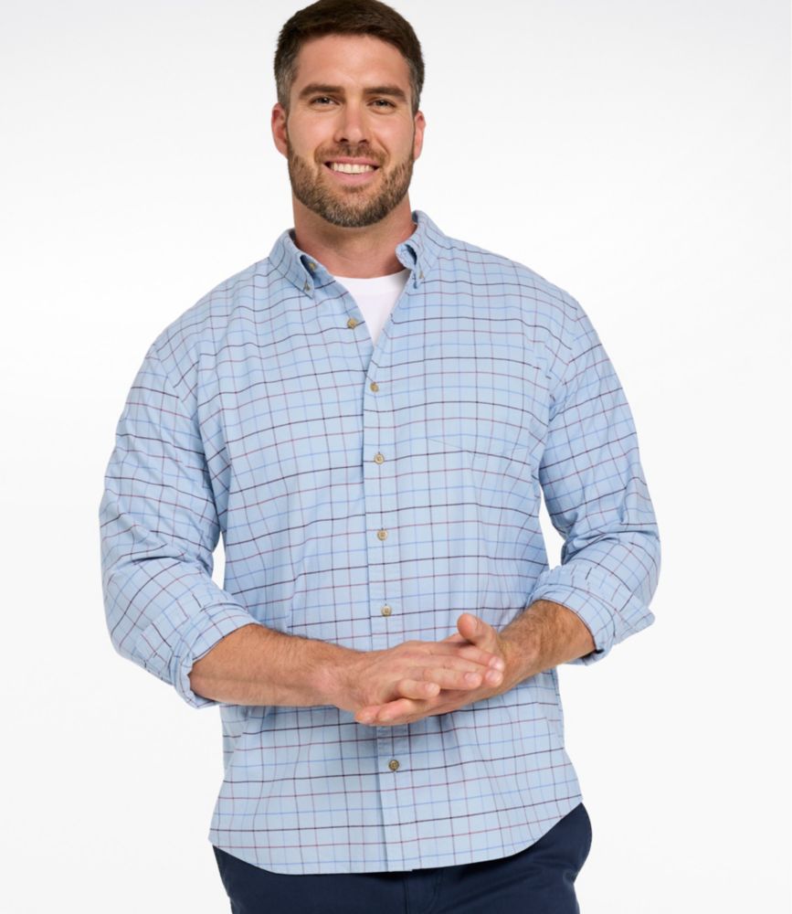 Men's Sunwashed Oxford Shirt, Slightly Fitted Untucked Fit, Plaid