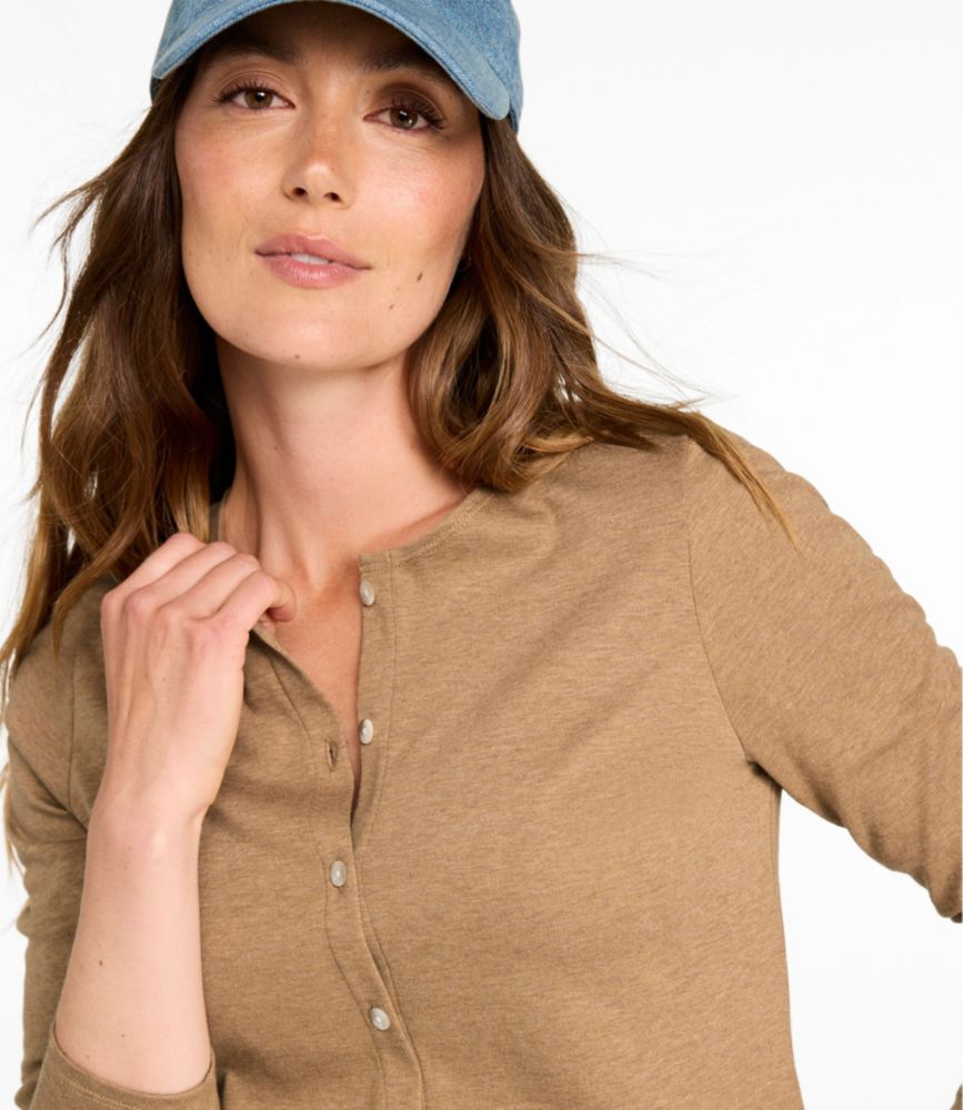 Women's Pima Cotton Tee, Long-Sleeve Crewneck Cardigan