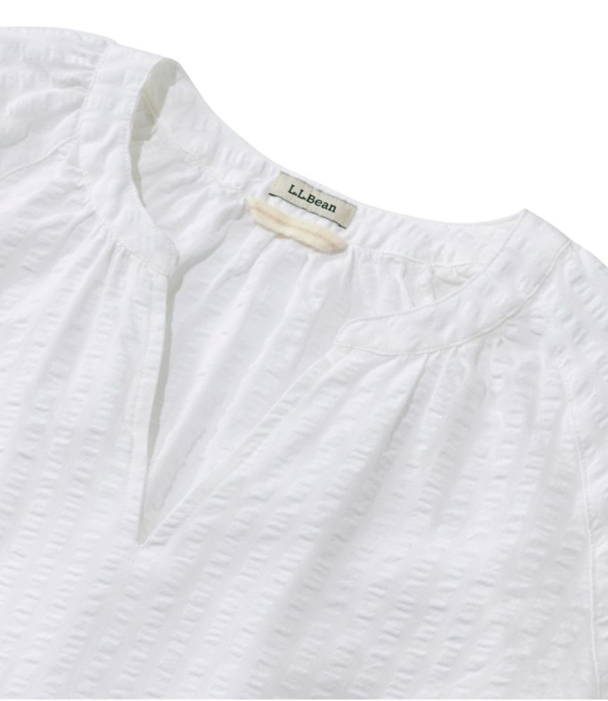 Women's Bean's Seacoast Seersucker Splitneck Shirt