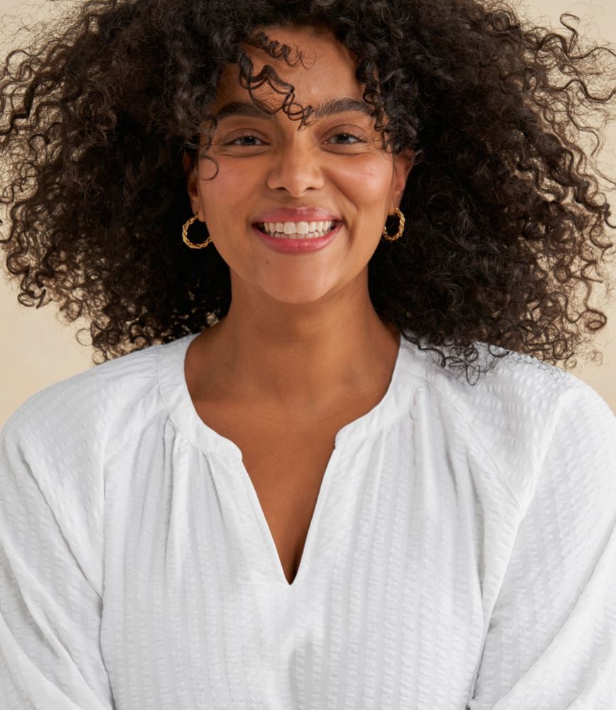 Women's Bean's Seacoast Seersucker Splitneck Shirt