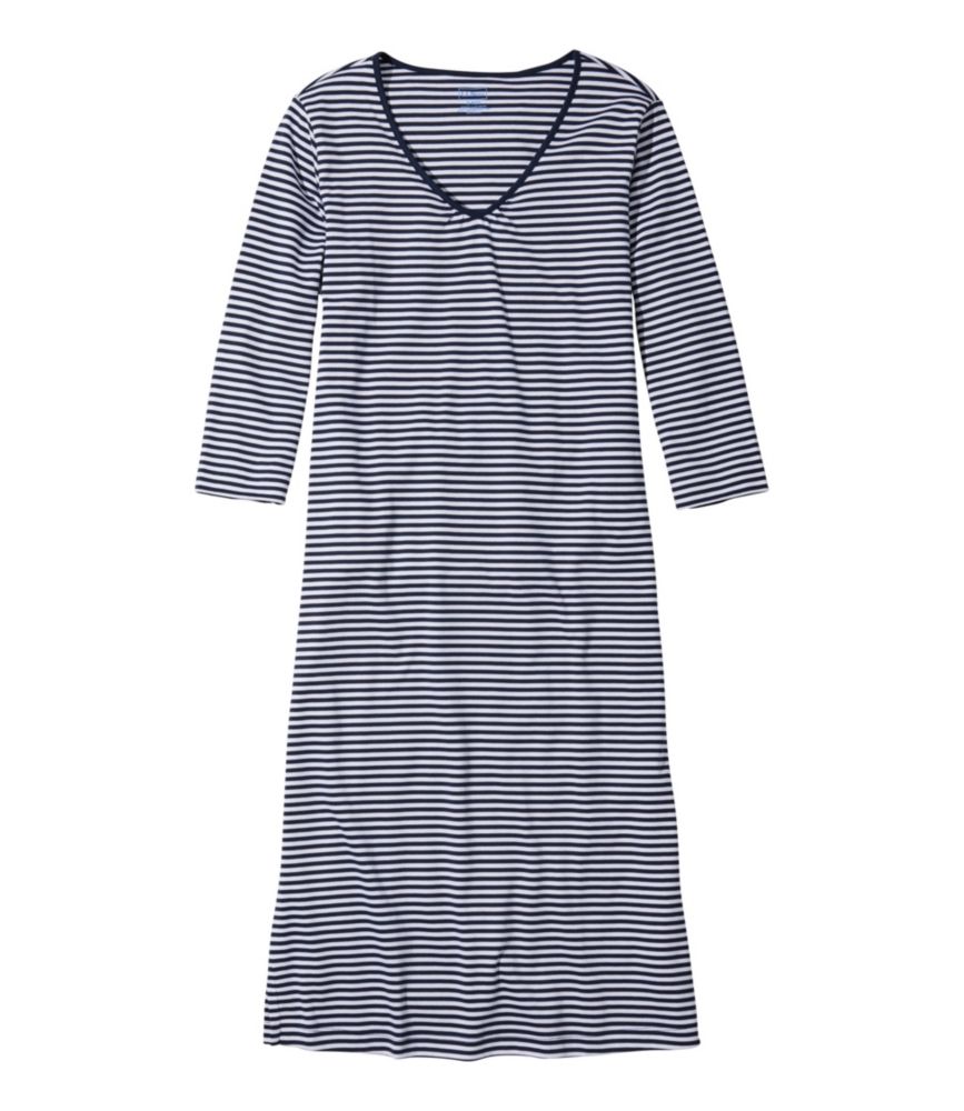 Everyday Outdoor Women s Supima Nightgown, V-Neck Three-Quarter-Sleeve Stripe for Everyday Living Travel and Outdoor Recreation